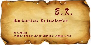 Barbarics Krisztofer névjegykártya