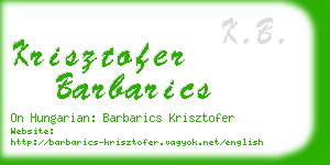 krisztofer barbarics business card